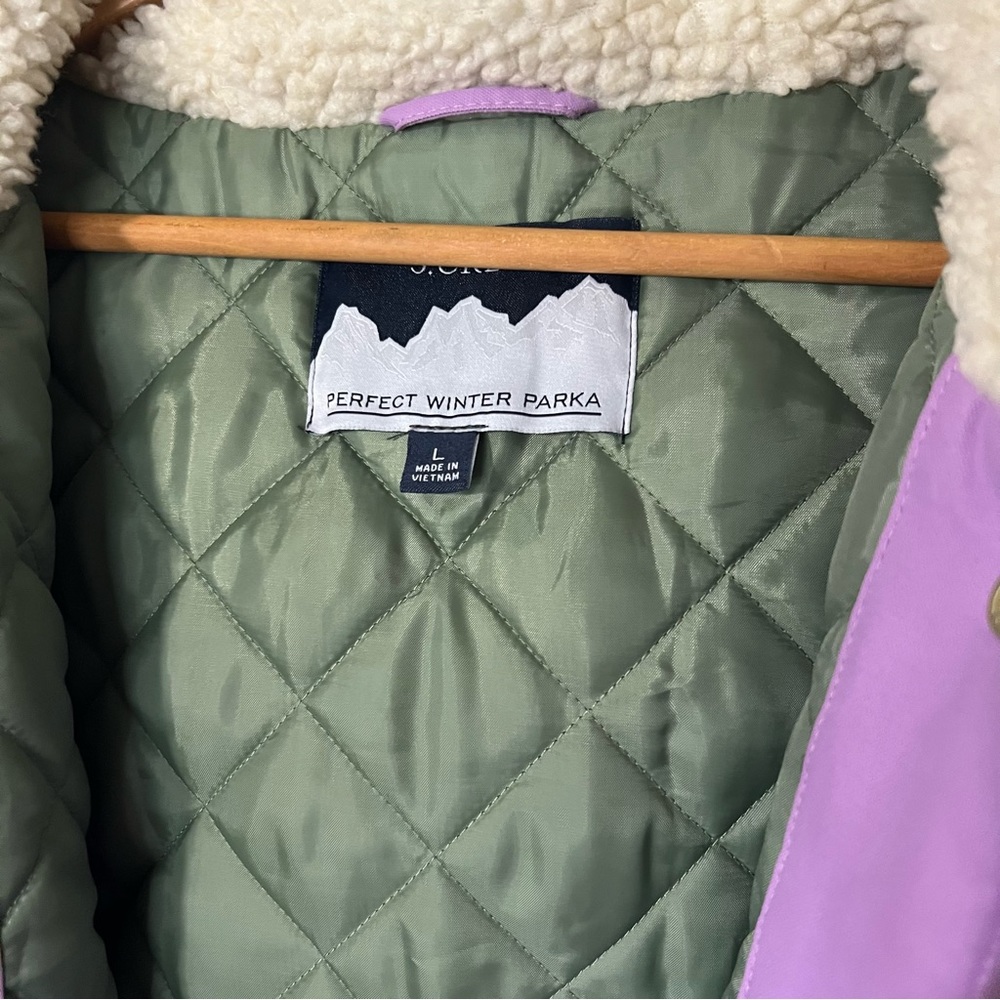 J. Crew Perfect Winter Parka in Violet Purple Sz Large - Picture 3 of 8